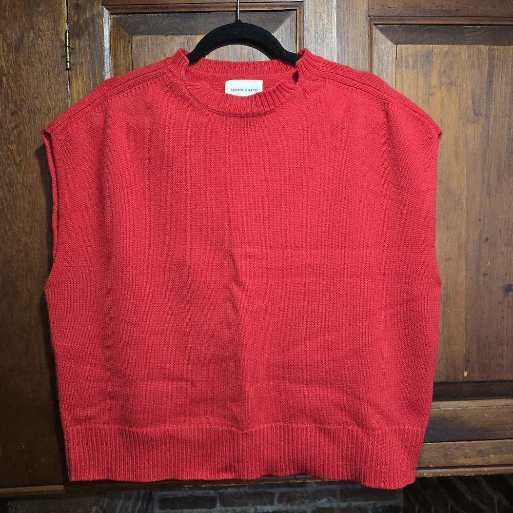 Loulou Studio Sagar Sleeveless Red Sweater - Large - Merino Wool Cashmere Blend
